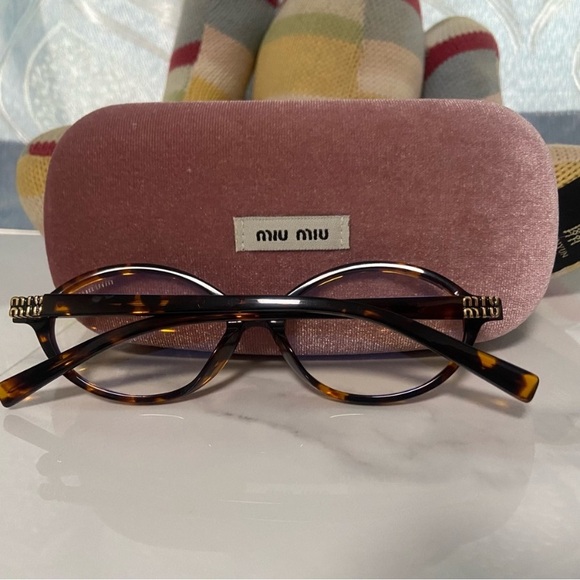 Miu Miu Tortoise Glasses with Pink Velvet Case